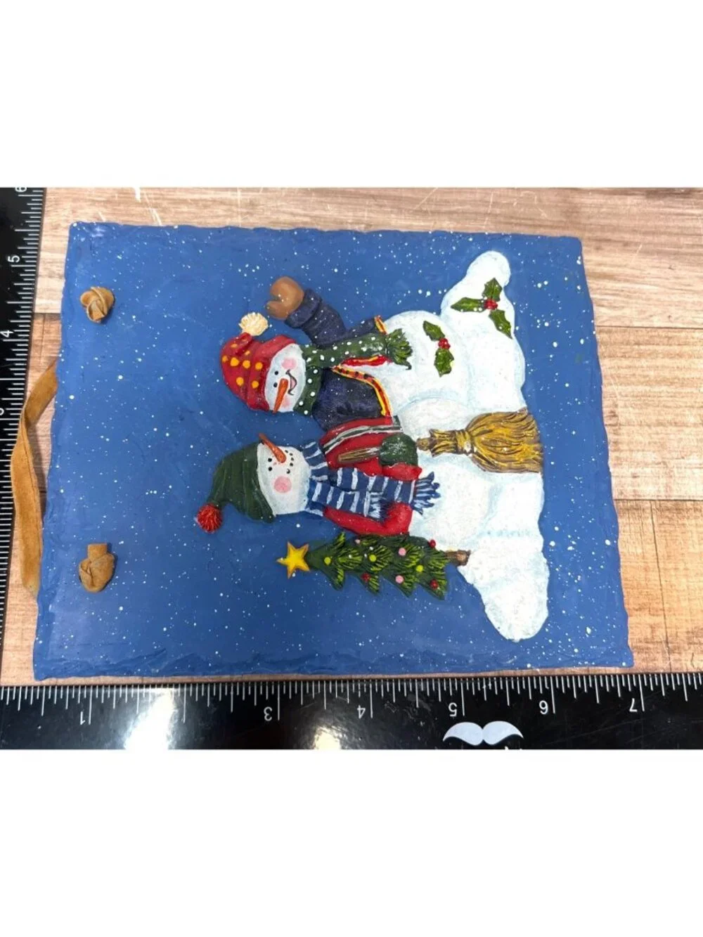 Hand Painted Slate Christmas Snowmen Plaque